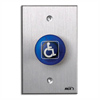 916-BH-MA x 40 Dormakaba Rutherford Controls Handicap Symbol Maintained Action Tamper-proof Handicap Mushroom Button - Brushed Anodized Dark Bronze Faceplate - Blue Cap