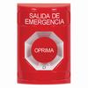 Show product details for SS2001EX-ES STI Red No Cover Turn-to-Reset Stopper Station with EMERGENCY EXIT Label Spanish