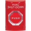 Show product details for SS2009HV-EN STI Red No Cover Turn-to-Reset (Illuminated) Stopper Station with HVAC SHUT DOWN Label English