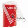 Show product details for SS2020EM-ES STI Red Indoor Only Flush or Surface Key-to-Reset Stopper Station with EMERGENCY Label Spanish