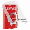Show product details for SS2021EM-ES STI Red Indoor Only Flush or Surface Turn-to-Reset Stopper Station with EMERGENCY Label Spanish