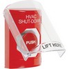 SS2021HV-EN STI Red Indoor Only Flush or Surface Turn-to-Reset Stopper Station with HVAC SHUT DOWN Label English